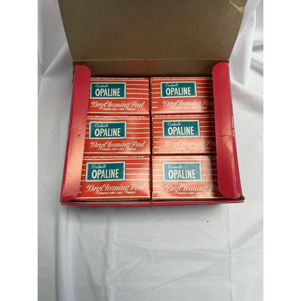 6 Vintage Cardinell Opaline Dry Cleaning Rubgum Dry Clean Pad Morilla Co USA Box